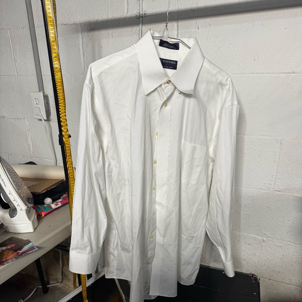 Stafford white long sleeve dress shirt size 17